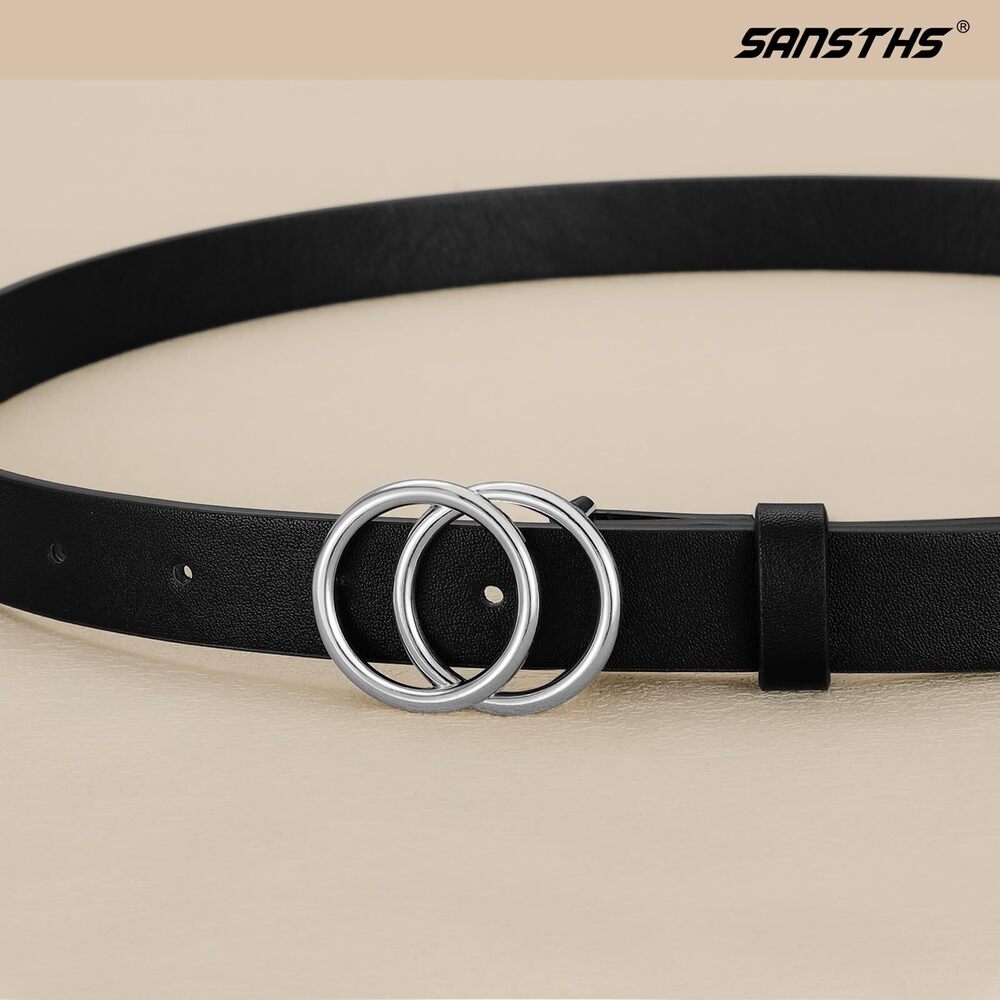 1187 Skinny Black Belts For Women Fashion Ladies Thin Leather Dresses Belt - Picture 2 of 5